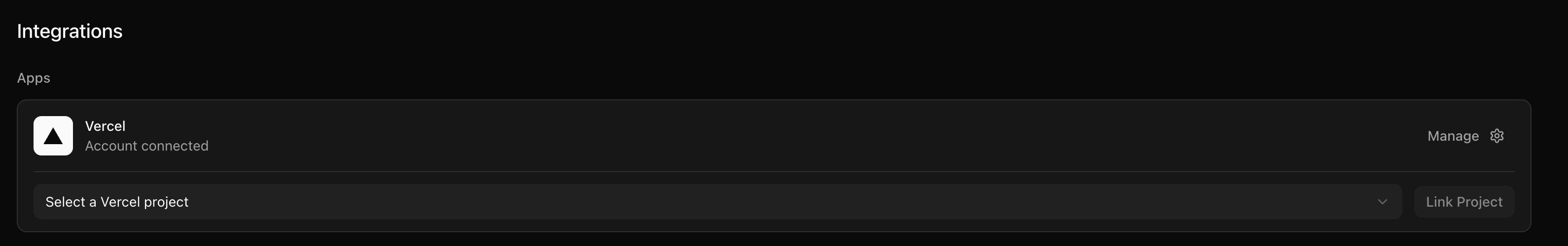 Select Vercel project